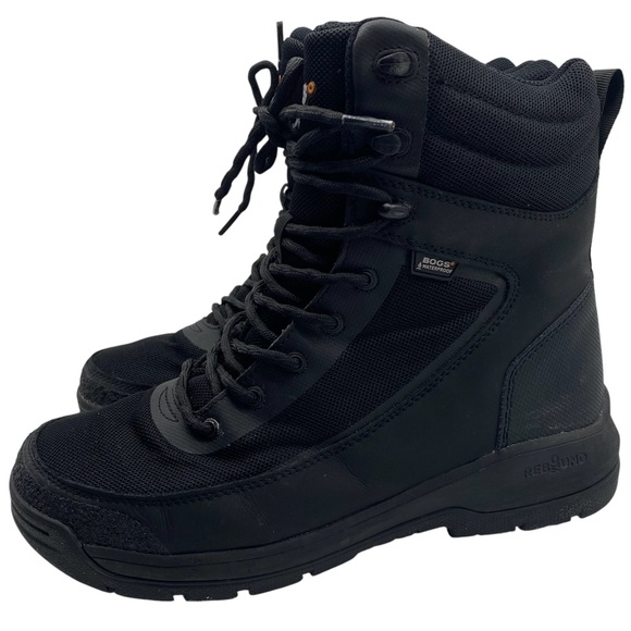 Bogs Mens Boots Shale 8 Inch GlacialGrip Sz 9 Black Lace Up Waterproof Traction - Picture 1 of 11